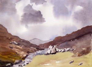 View of Llanberis Pass, Snowdonia, North Wales. before the rain.