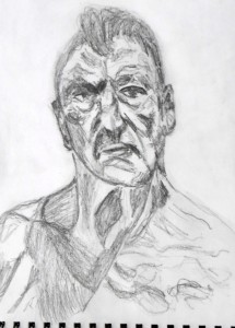 Portrait of Lucien Freud in pencil, from his self portrait.