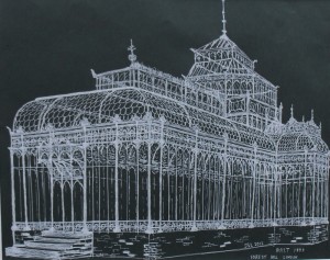 A Victorian Conservatory in pen and White Ink