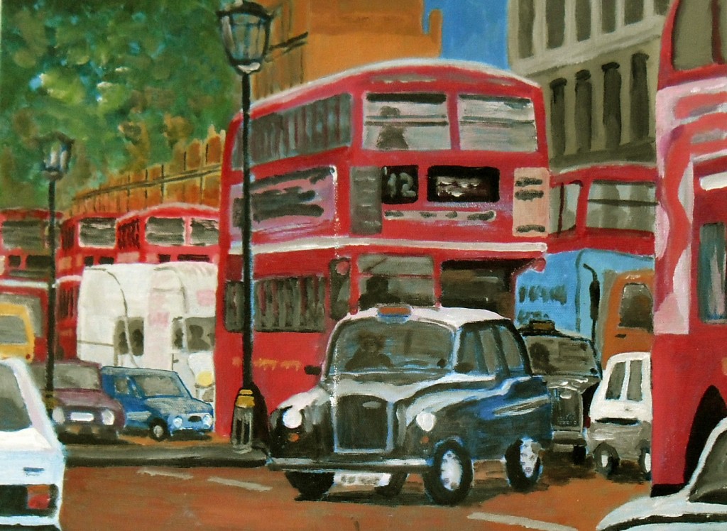 London Traffic - an original acrylic painting on canvas