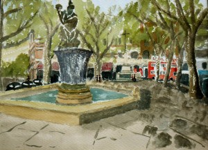 My watercolour of Sloane Square, London