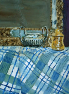 Oil Painting Still life with Blue Fabric