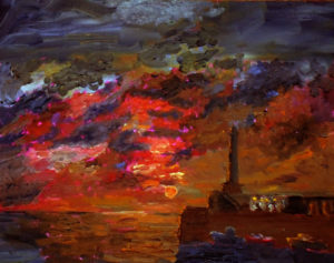 Sunset at Margate in Oils