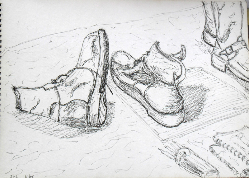 sketch of old boots