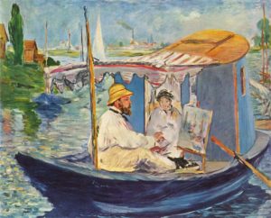 Claude Monet painting from his boat, by E Manet 1874