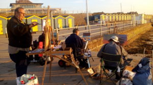 plein air painting in a group