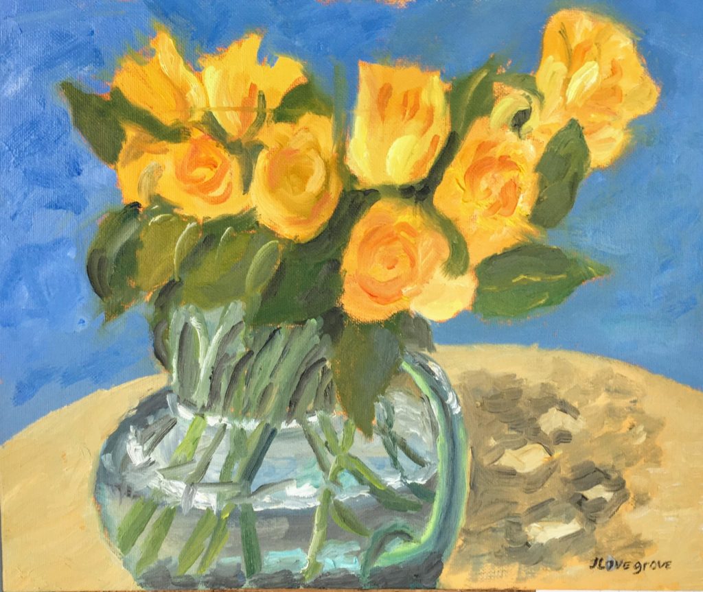Yellow roses still life oil painting