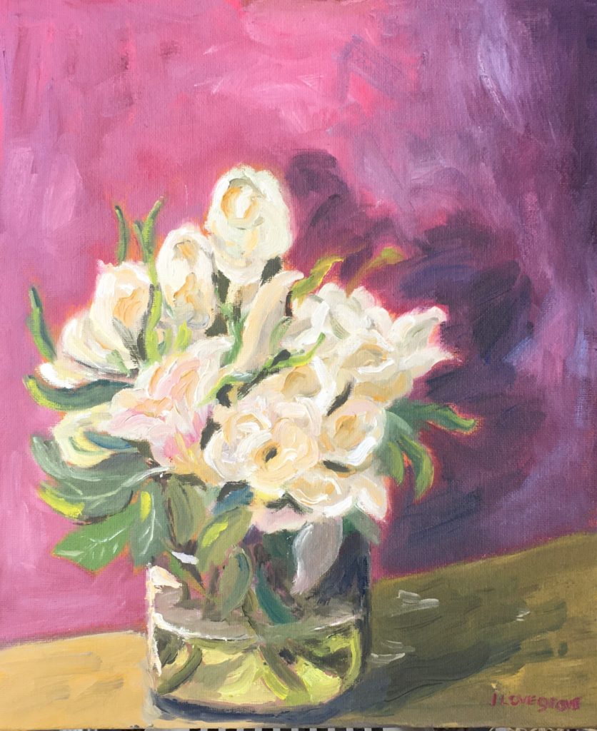 White Roses oil painting