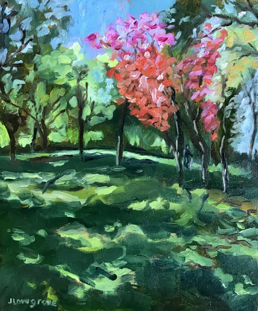 a walk in the park oil painting