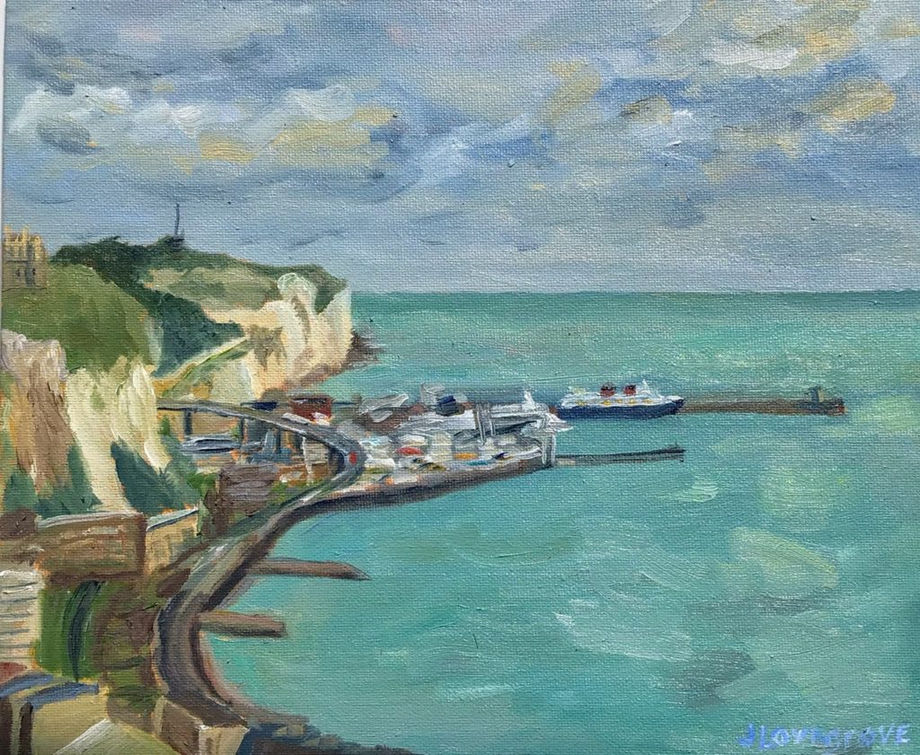 Dover docks oil painting