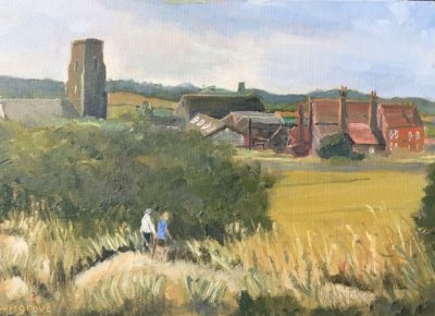 Oil painting of Waxham Barns Norfolk