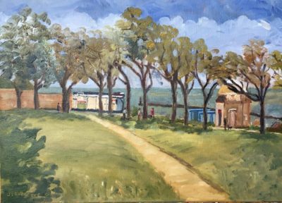 The Lookout cafe oil painting