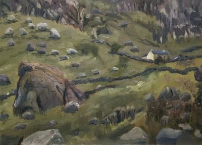 Llanberis pass cottage oil painting