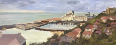 Folkestone harbour oil painting
