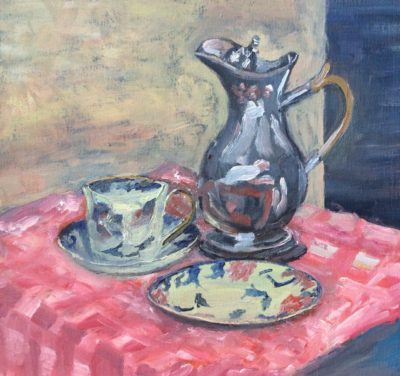 Coffee pot and fine china painting