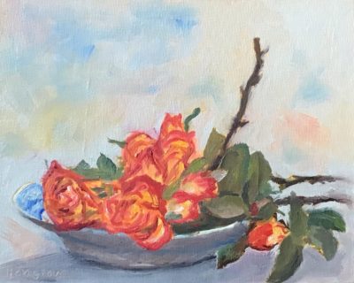 Roses in a bowl, painting