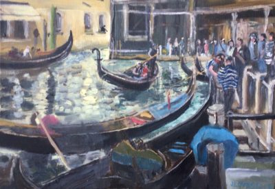 Gondoliers for hire, painting
