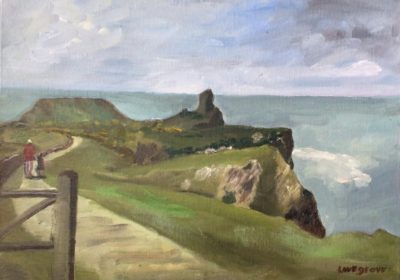 The worms head, wales an oil painting