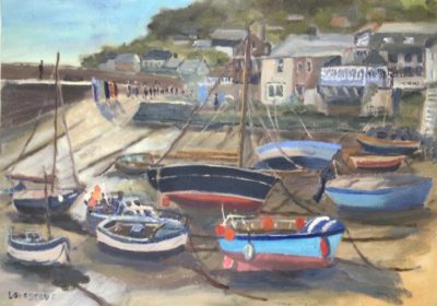 Boats at Mousehole, painting