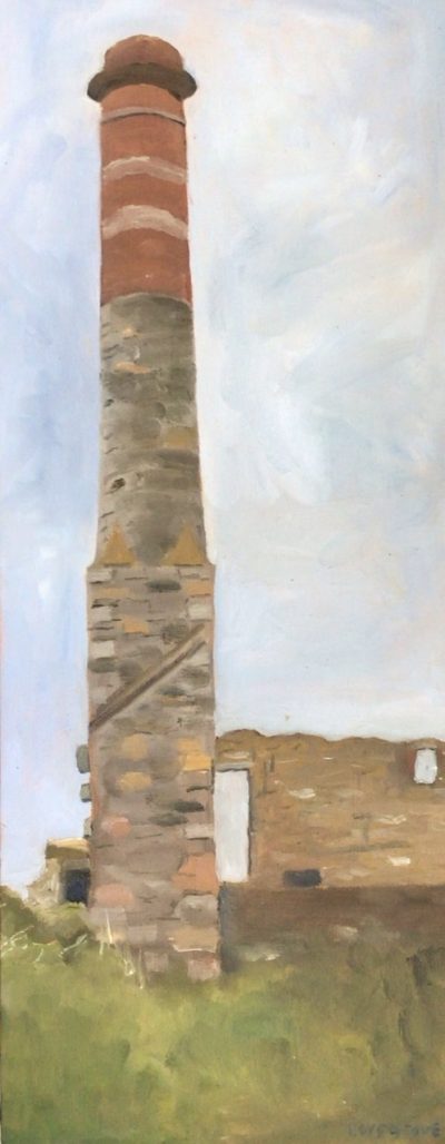 Cornish mine chimney, painting