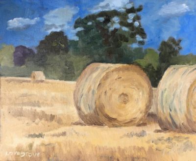 Straw bales, Norfolk oil painting