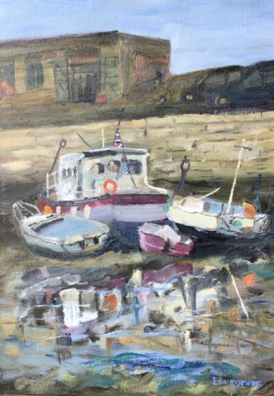 Margate boats, oil painting