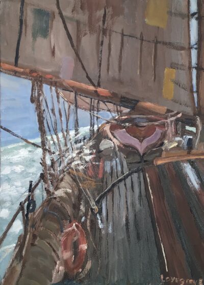 Under sail, oil painting