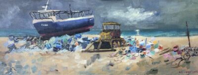 Beach at Dungeness, oil painting
