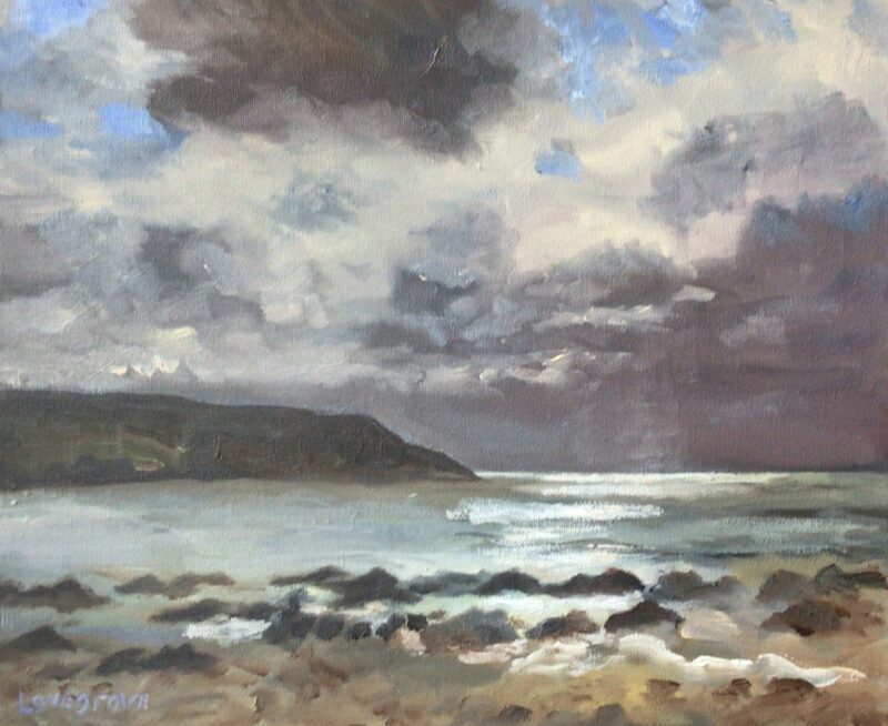 Moonlit evening, Cornwall painting