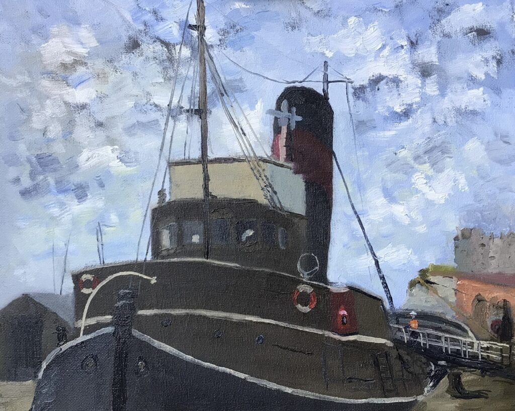 Steam Tug, Cervia, painting