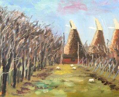 Oast houses in Kent, Painting