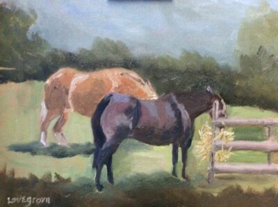 Suffolk horses, oil painting