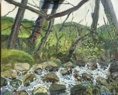 Waterfalls at Ganllwyd painting