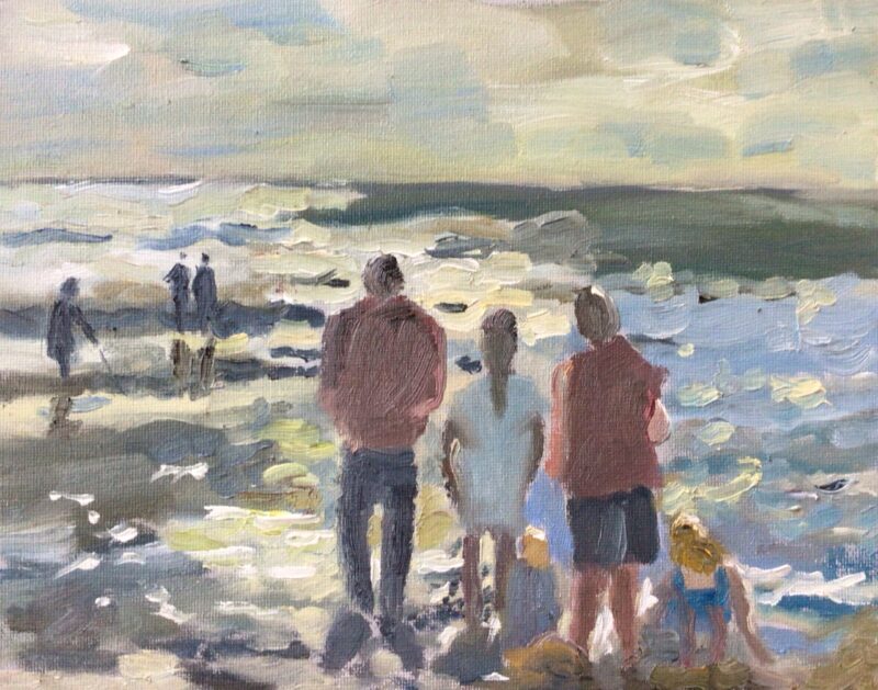 Family looking out to Sea, painting