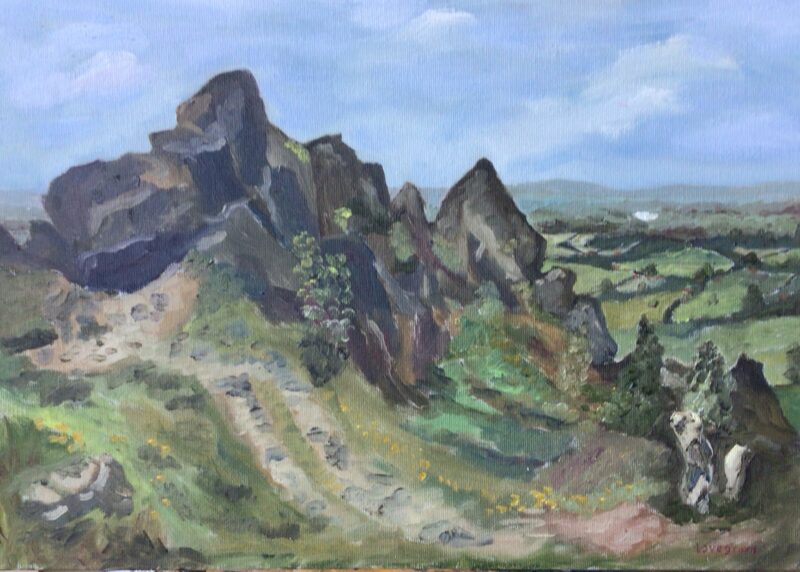 On top of Mow Cop, oil painting