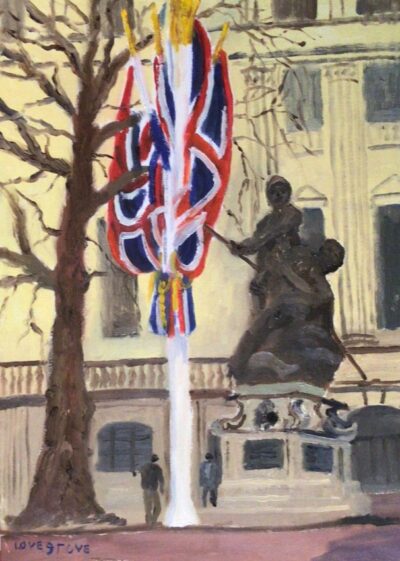 Royal Marines monument, The Mall, London oil painting