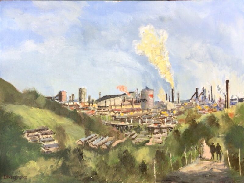 Port Talbot steelworks, oil painting