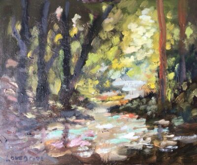 Afternoon light in the woods, painting