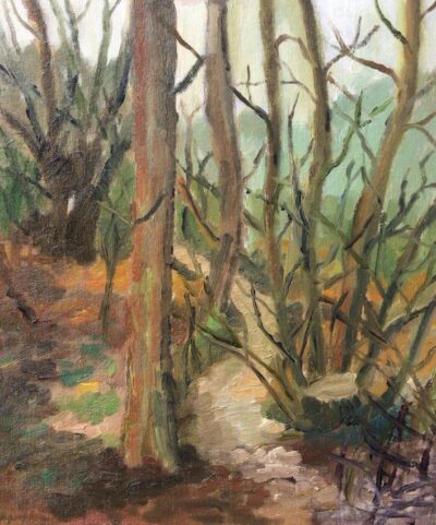 Grey day in the forest, painting