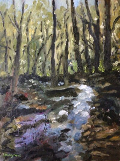 Forest glade, oil painting