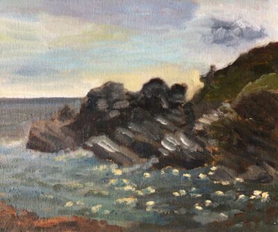 Rocky coast, cadgwith. Oil painting